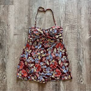 Garnet Hill Floral Halter Swim Dress with Red and Blue Flower Paisley Sz. 6